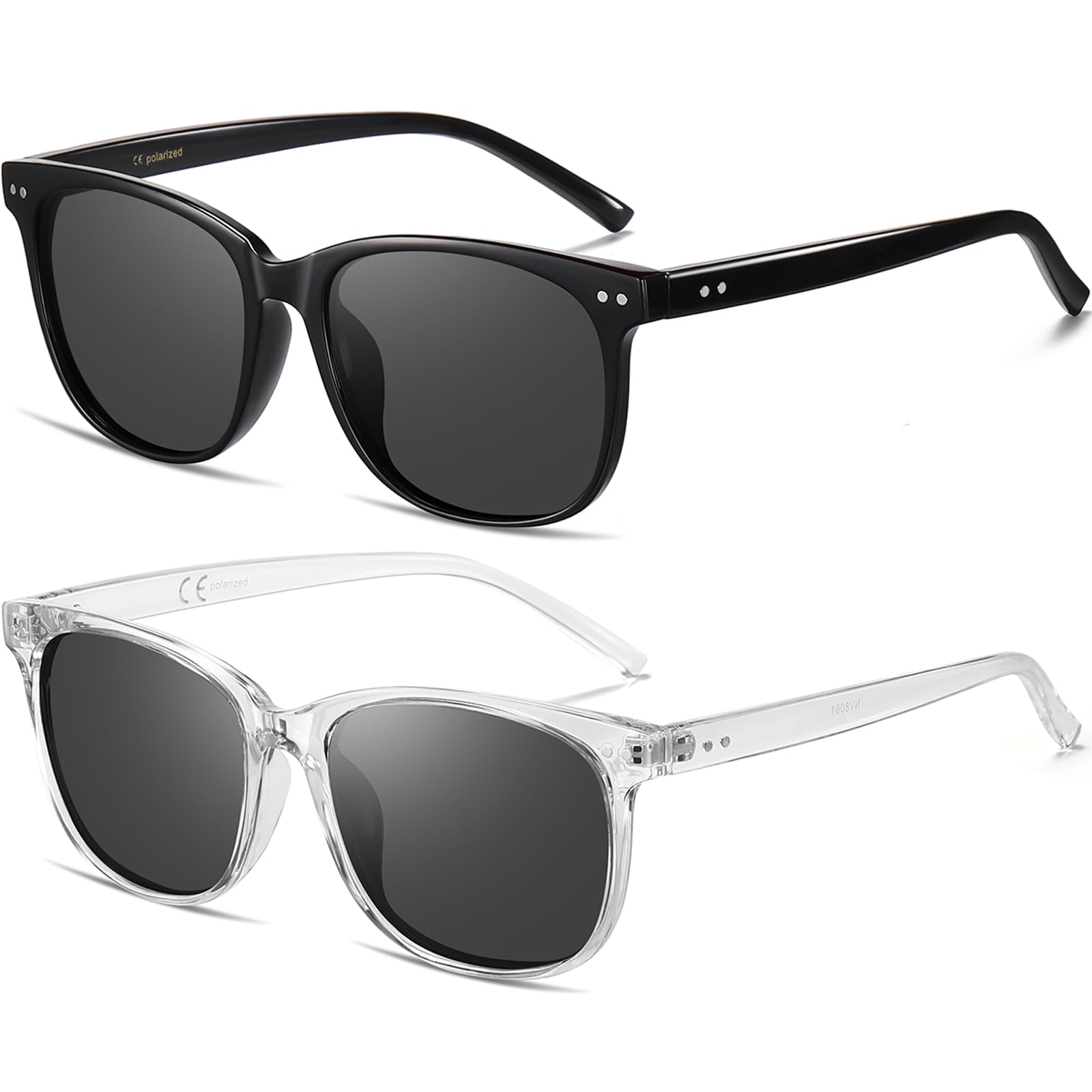 HAOLOTA 2pcs Classic Round Polarized Sunglasses for Women Men Lightweight SG8081-2P