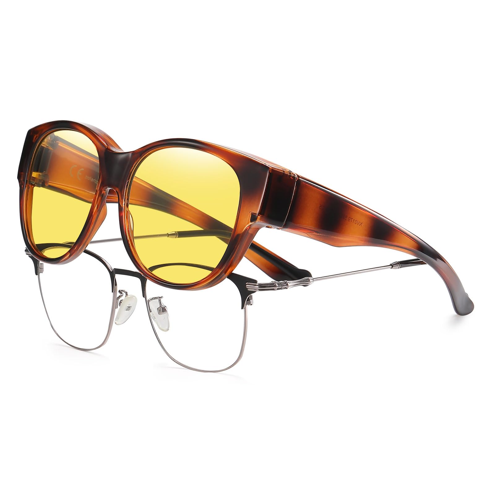 HAOLOTA Polarized Night Vision Driving Glasses Women Fit Over Glasses, Anti Glare NV0179