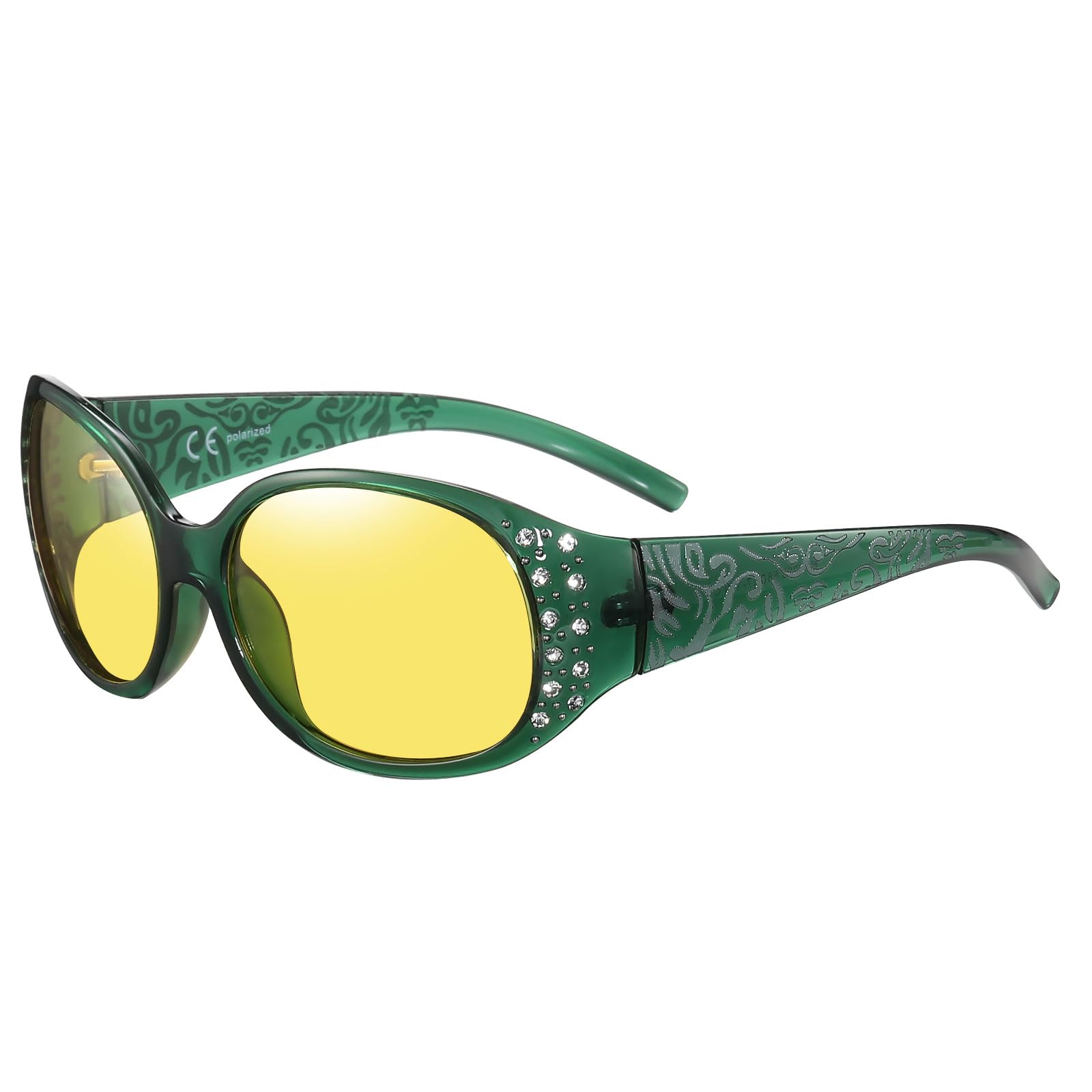 HAOLOTA Women Night Vision Driving Glasses Polarized HD Yellow Tinted Anti Glare NV0008