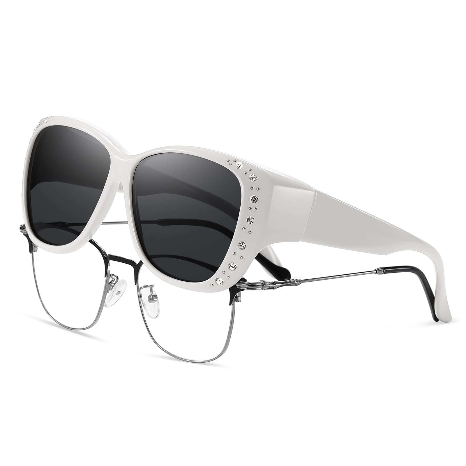 HAOLOTA Women's Polarized Fit Over Sunglasses with RhinestoneUV400 Protection SG0107