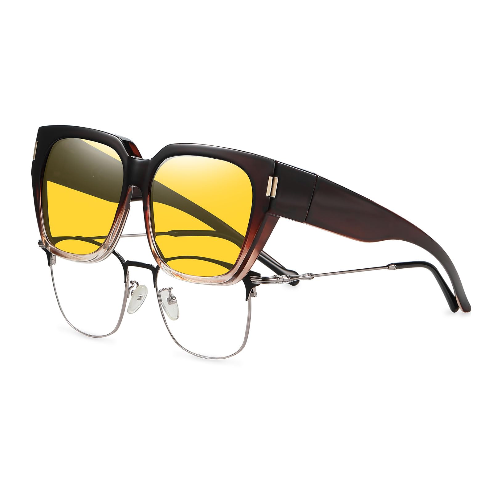 HAOLOTA Polarized Night Vision Driving Glasses for Women Fit over Eyeglasses Anti Glare NV0512