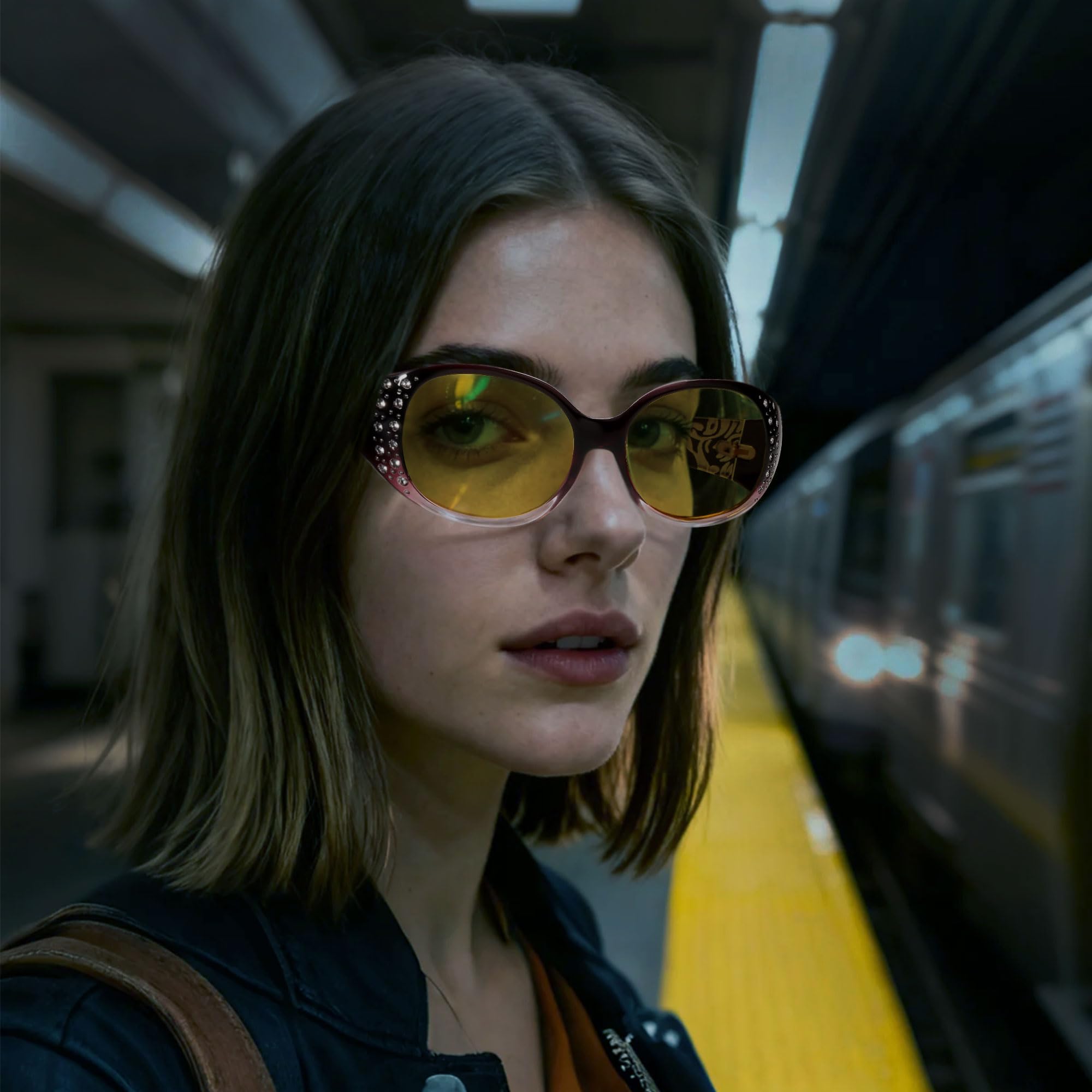 HAOLOTA Women Night Vision Driving Glasses Polarized HD Yellow Tinted Anti Glare NV0008
