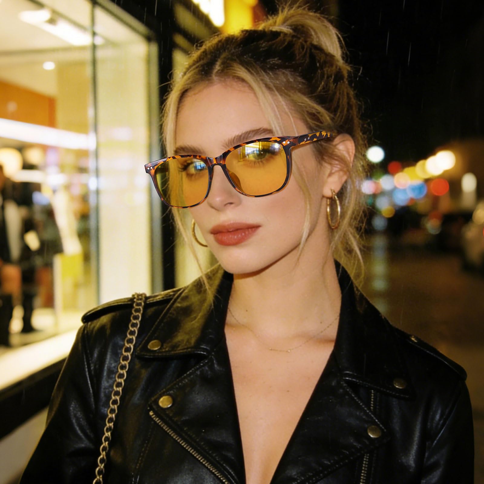 HAOLOTA Night Vision Driving Glasses Yellow Tinted Anti Glare Women NV8081