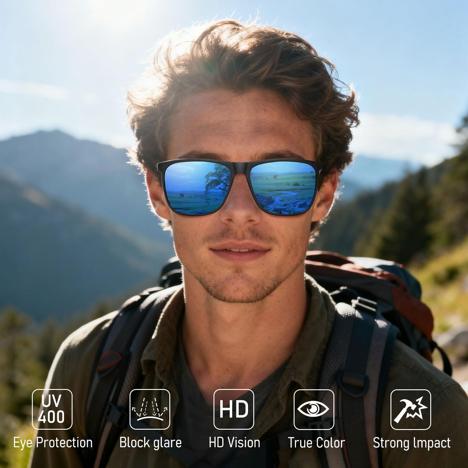 HAOLOTA Polarized Sunglasses for Men Ultralight Carbon Fiber UV400 Protection SG8001