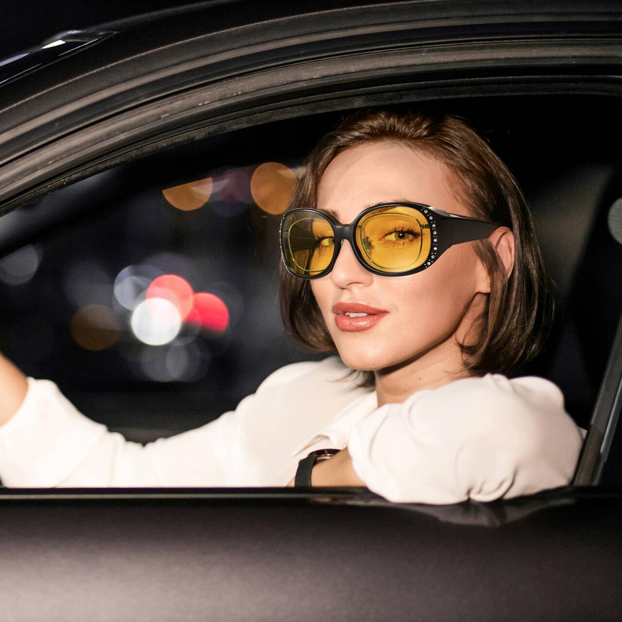 HAOLOTA Polarized Night Vision Driving Glasses Fit Over Glasses for Women, Anti Glare NV0108