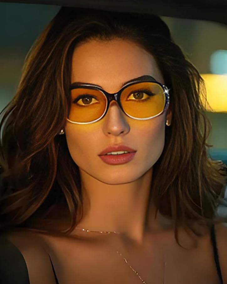 HAOLOTA Women Night Vision Driving Glasses Polarized HD Yellow Tinted Anti Glare NV0008