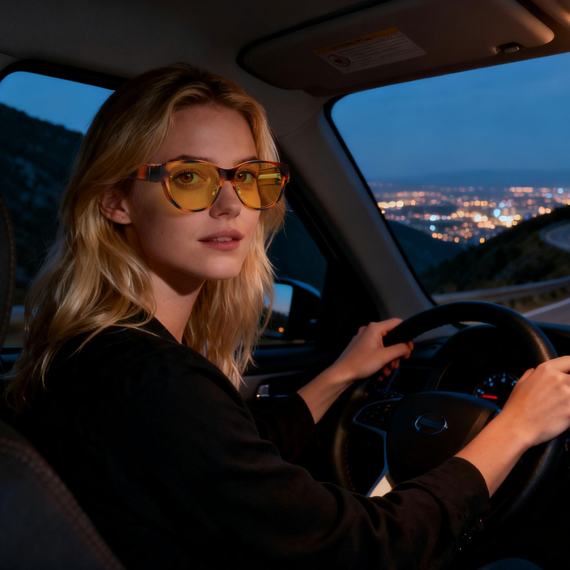 HAOLOTA Polarized Night Vision Driving Glasses Women Fit Over Glasses, Anti Glare NV0179