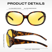 HAOLOTA Women Night Vision Driving Glasses Polarized HD Yellow Tinted Anti Glare NV0008