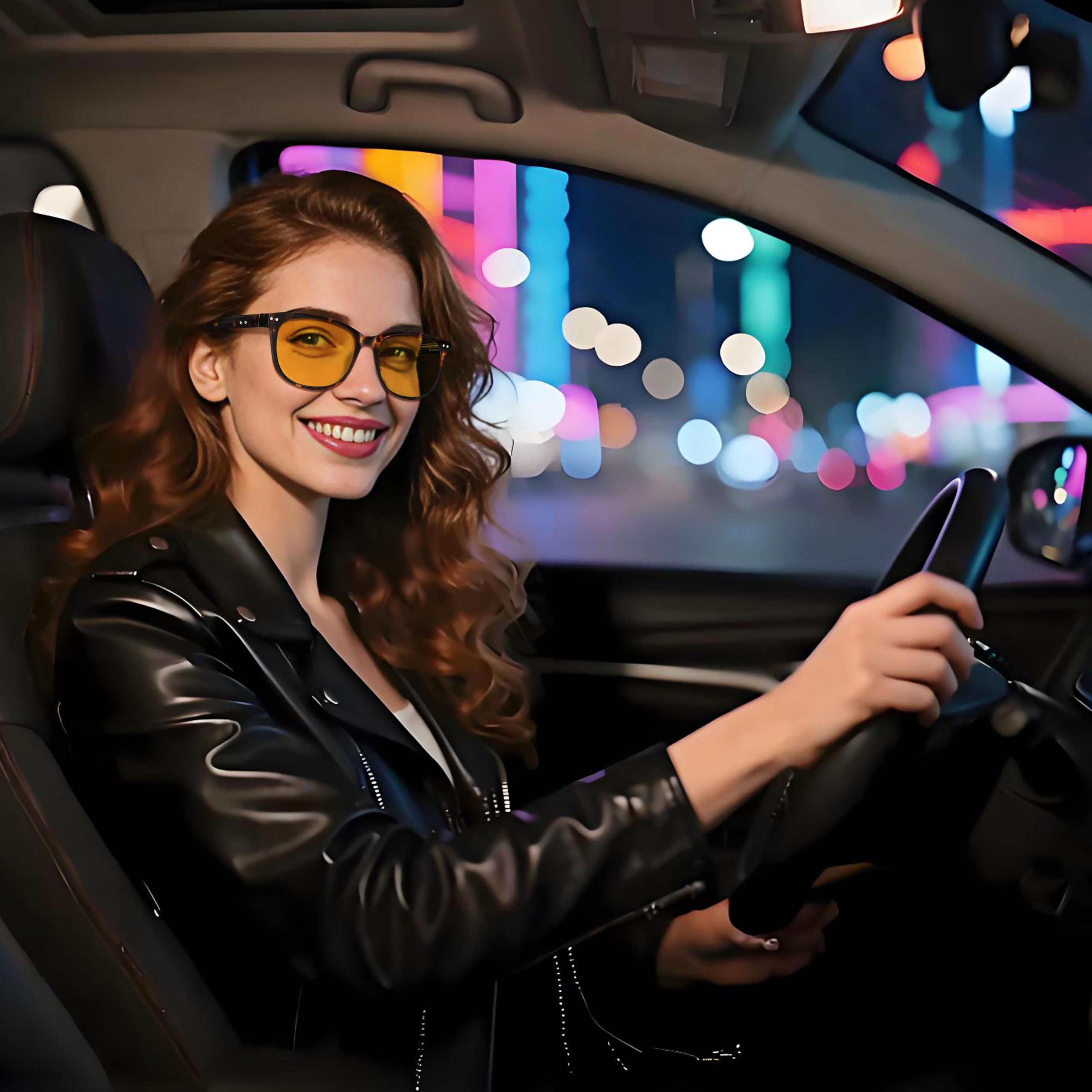 HAOLOTA Night Vision Driving Glasses Yellow Tinted Anti Glare Women NV8081
