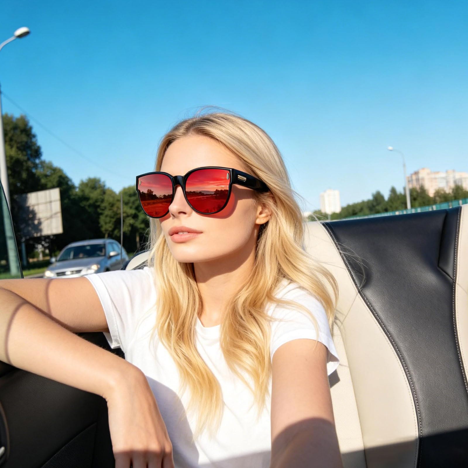 HAOLOTA Cat Eye Sunglasses for Prescription Glasses Women TR90 Lightweight SG0189