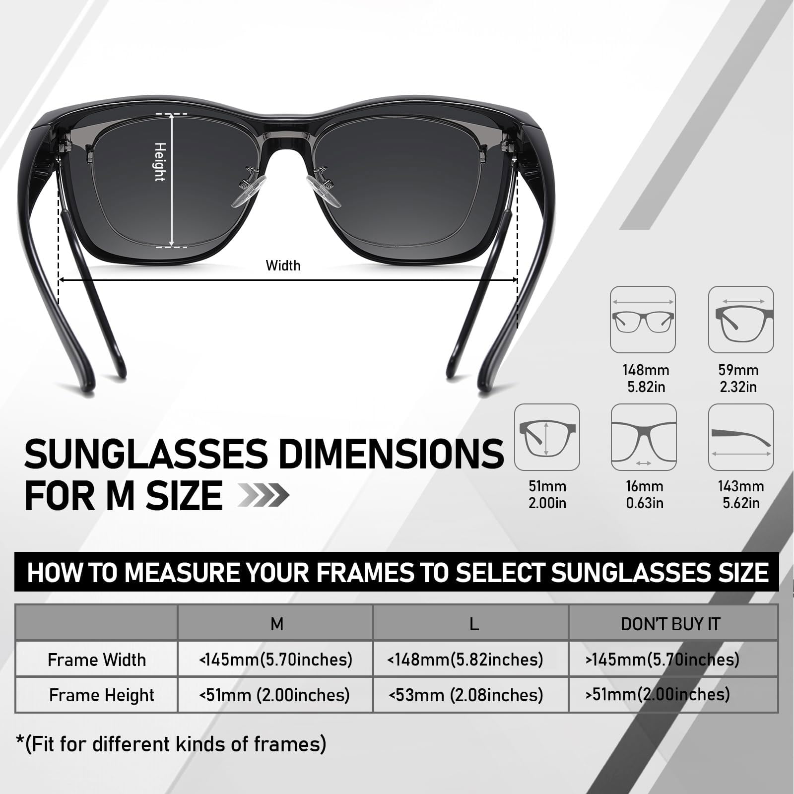 HAOLOTA Fit-Over Sunglasses Polarized for Men Square Shades UV400 Protection SG0174M