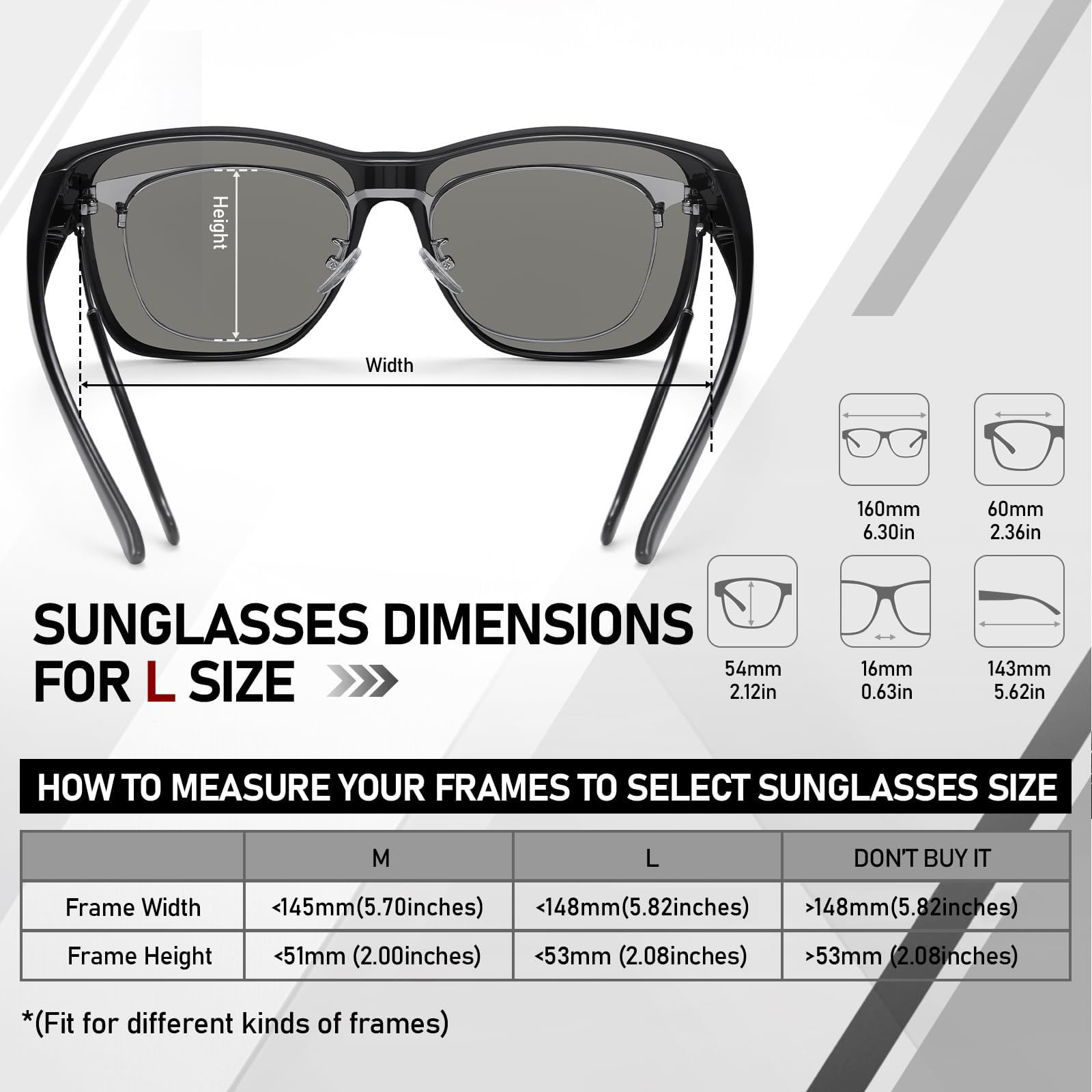 HAOLOTA Fit-Over Sunglasses-Polarized for Men Square Shades Oversized SG0174L
