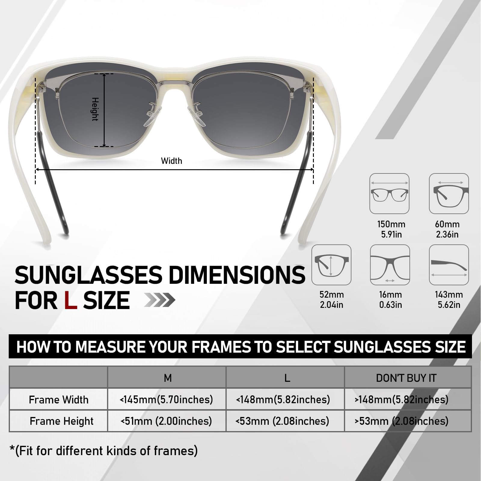 HAOLOTA Fit-Over Sunglasses-Polarized for Men Square Shades Oversized SG0174L