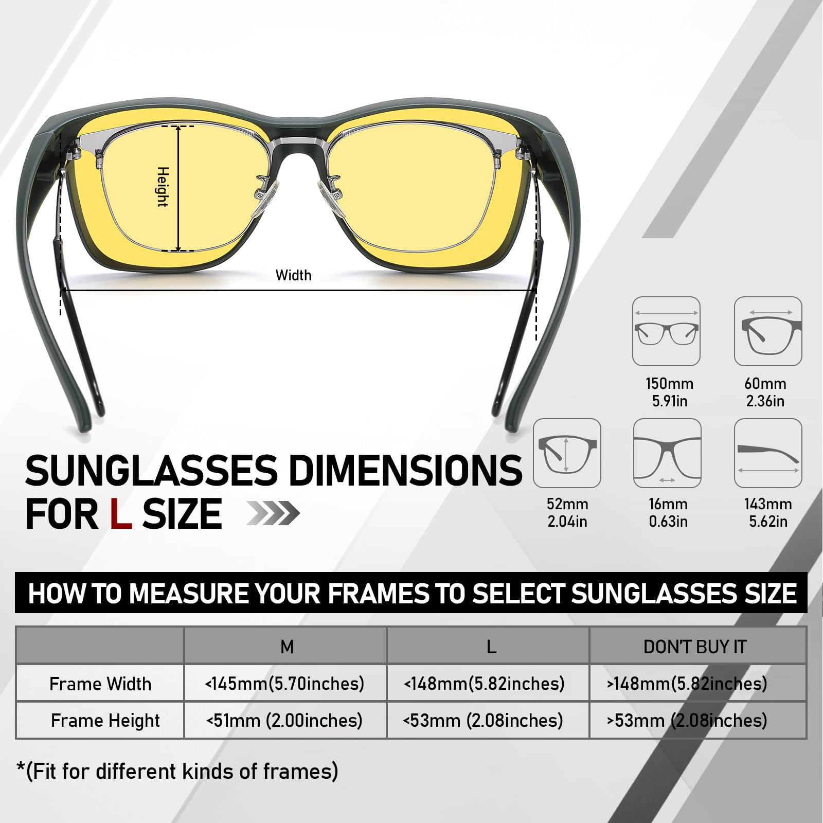 HAOLOTA Night Vision Driving Over Glasses, Nighttime Glasses Men Women Anti Glare NV0174L