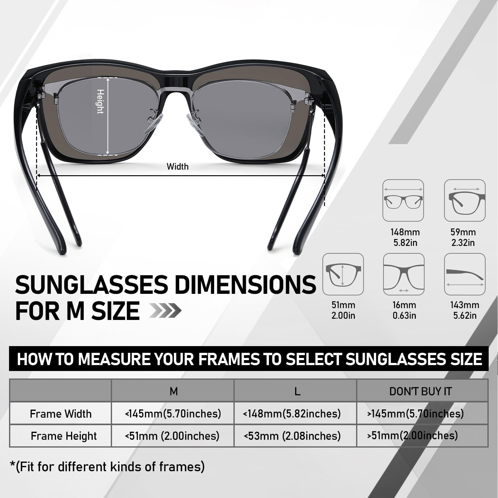 HAOLOTA Fit-Over Sunglasses Polarized for Men Square Shades UV400 Protection SG0174M