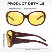 HAOLOTA Women Night Vision Driving Glasses Polarized HD Yellow Tinted Anti Glare NV0008