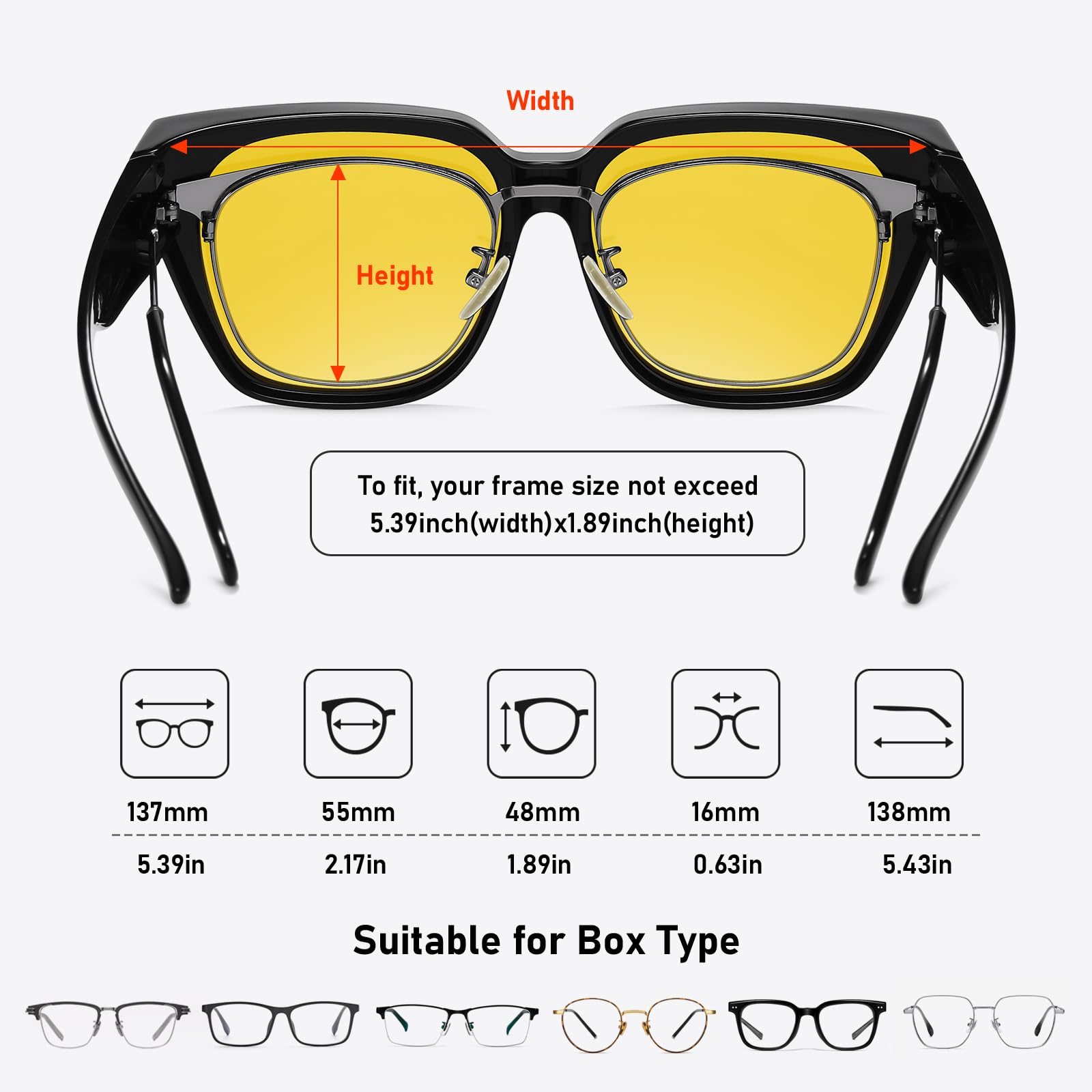 HAOLOTA Polarized Night Vision Driving Glasses for Women Fit over Eyeglasses Anti Glare NV0512