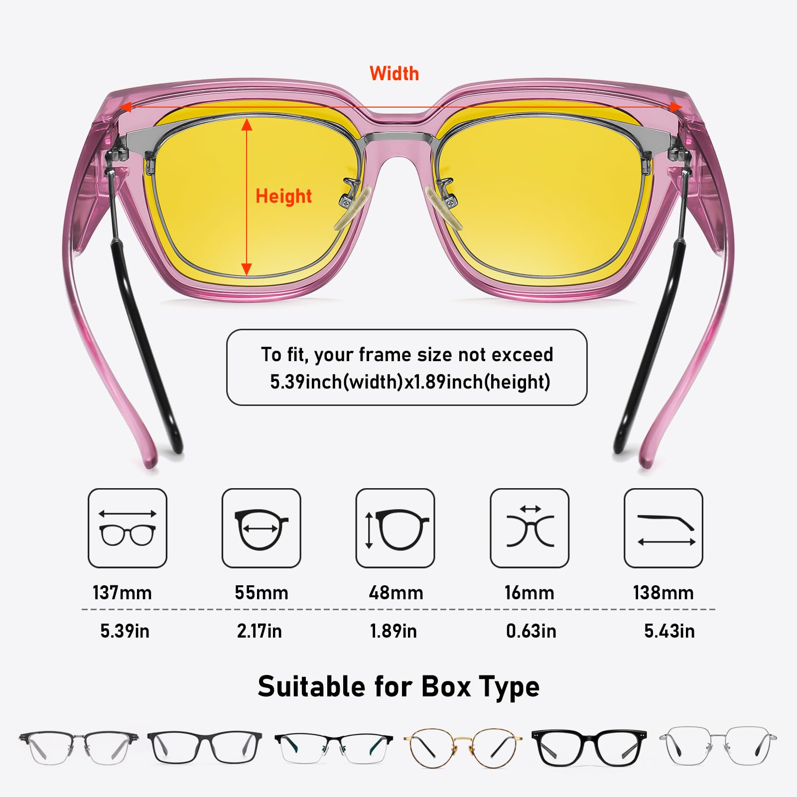 HAOLOTA Polarized Night Vision Driving Glasses for Women Fit over Eyeglasses Anti Glare NV0512