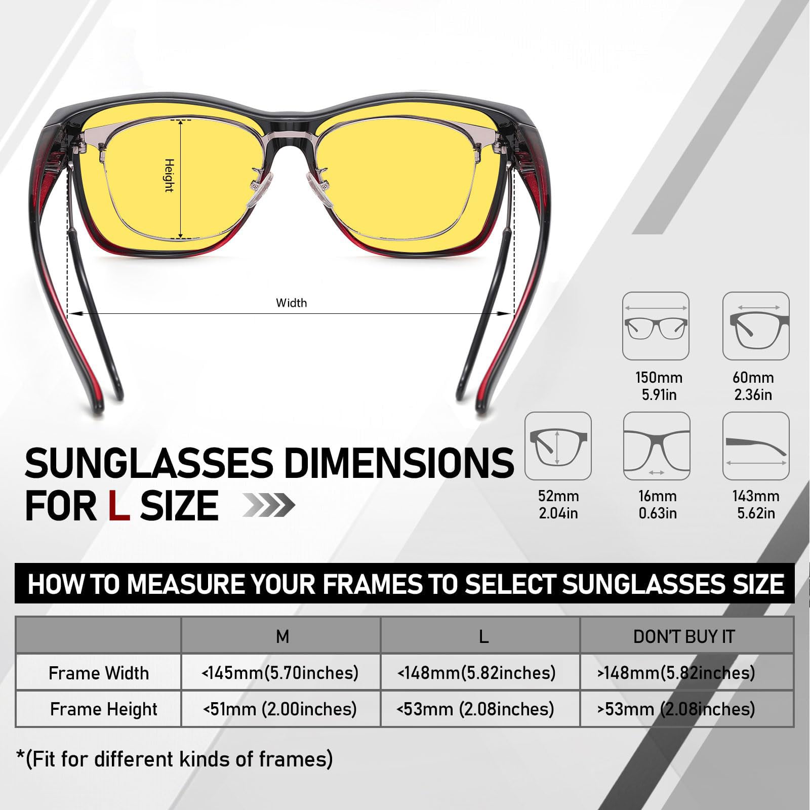 HAOLOTA Night Vision Driving Over Glasses, Nighttime Glasses Men Women Anti Glare NV0174L