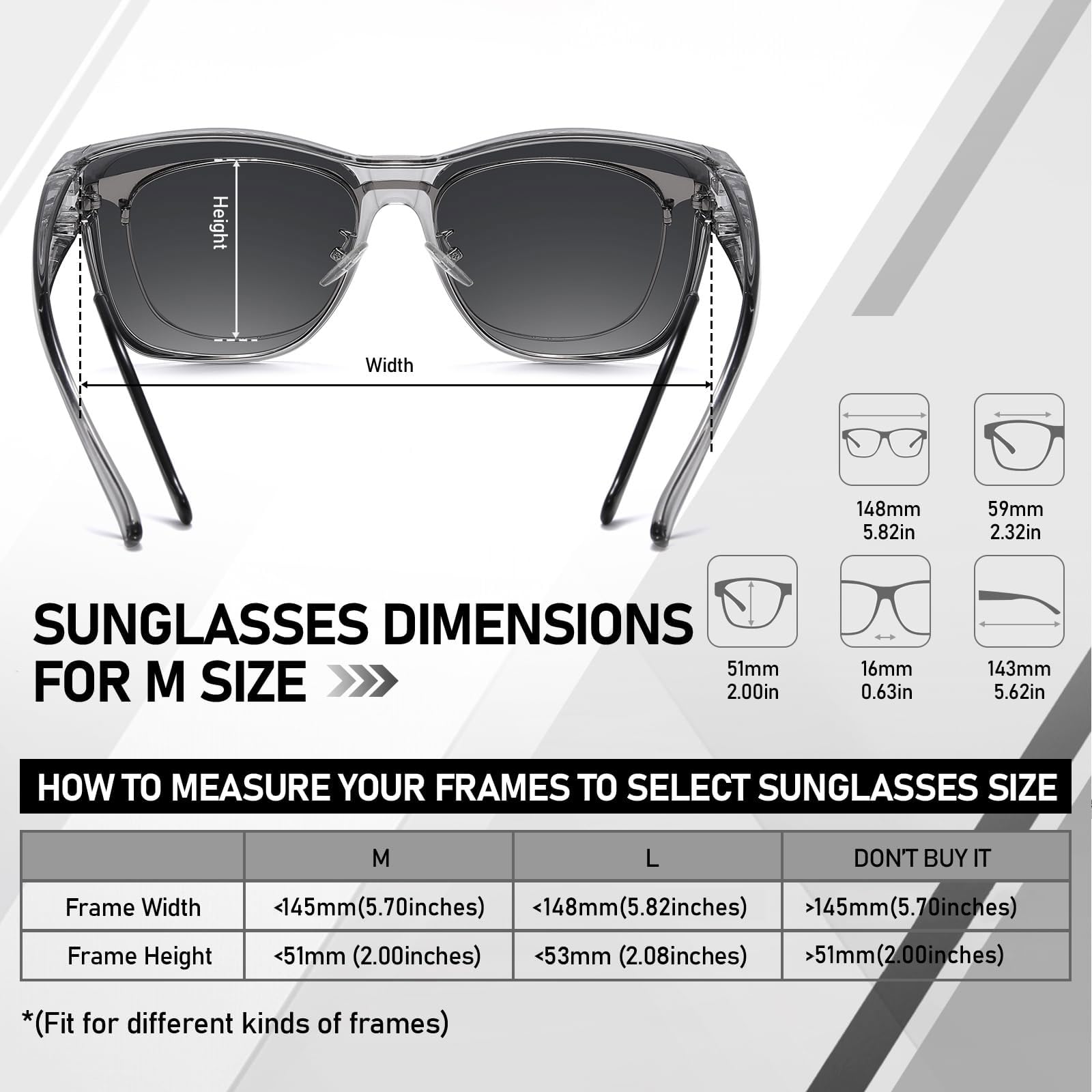 HAOLOTA Fit-Over Sunglasses Polarized for Men Square Shades UV400 Protection SG0174M