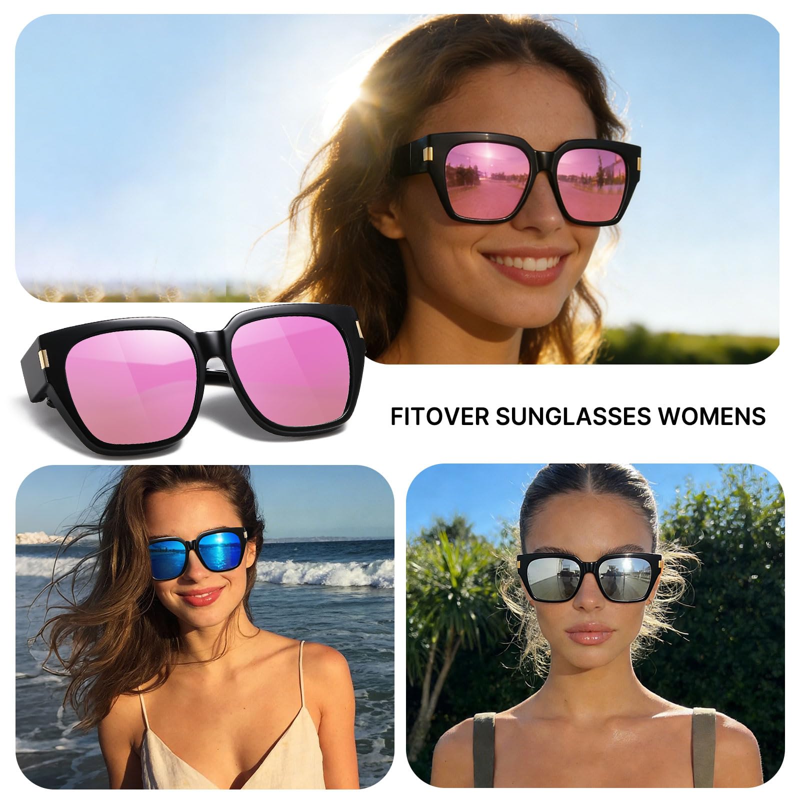 HAOLOTA Fit-Over Sunglasses for Women Men Square Shapes UV Protection SG0512