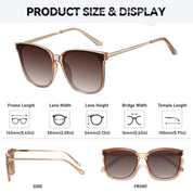 HAOLOTA Women’s Cat Eye Sunglasses Metal Frame with Fashion Shades SG1066