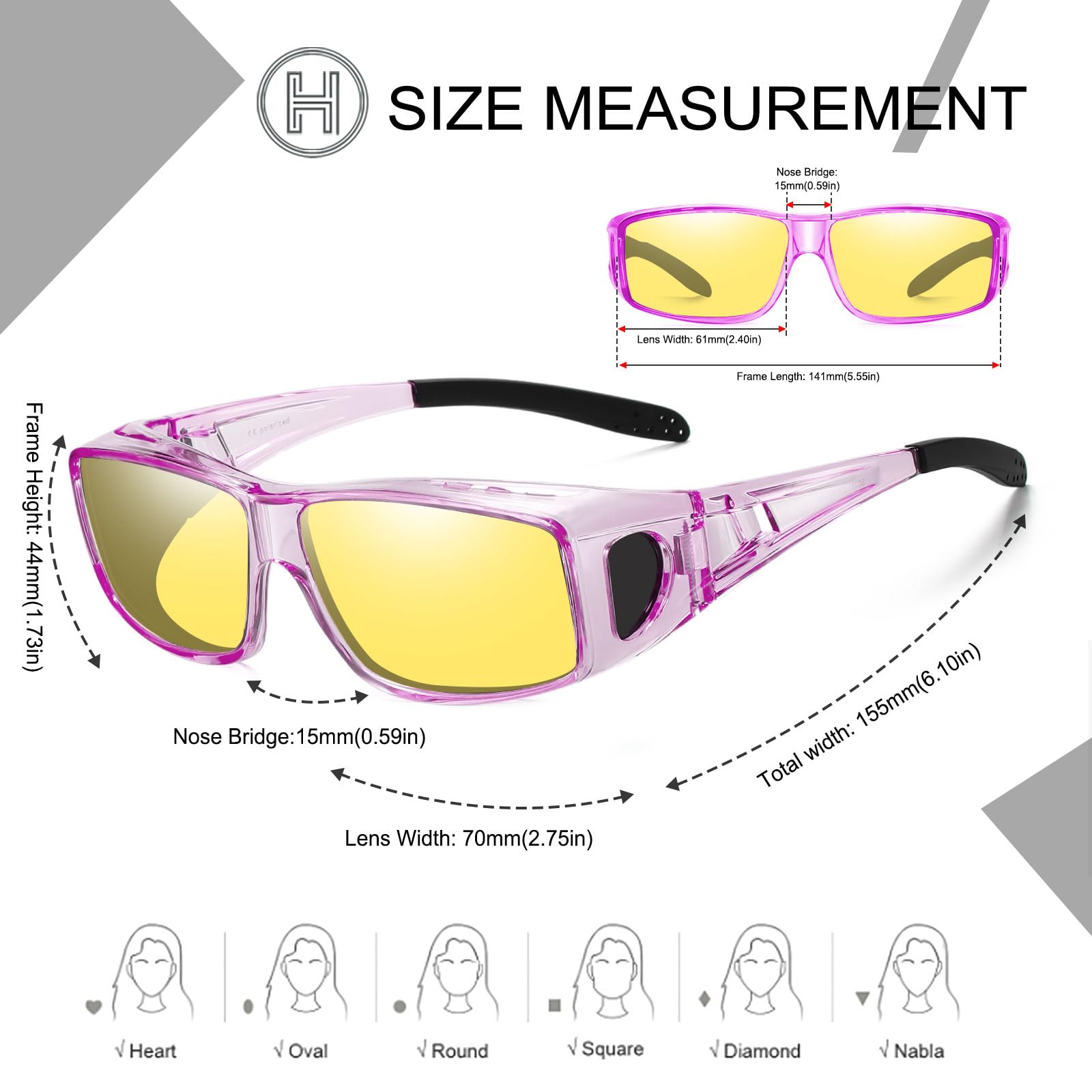 HAOLOTA Night Vision Driving Over Glasses, Nighttime Glasses Men Women Anti Glare NV0311