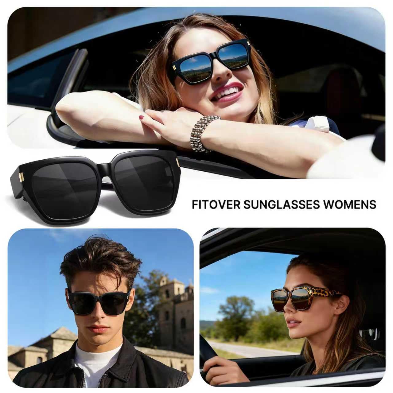 HAOLOTA Fit-Over Sunglasses for Women Men Square Shapes UV Protection SG0512