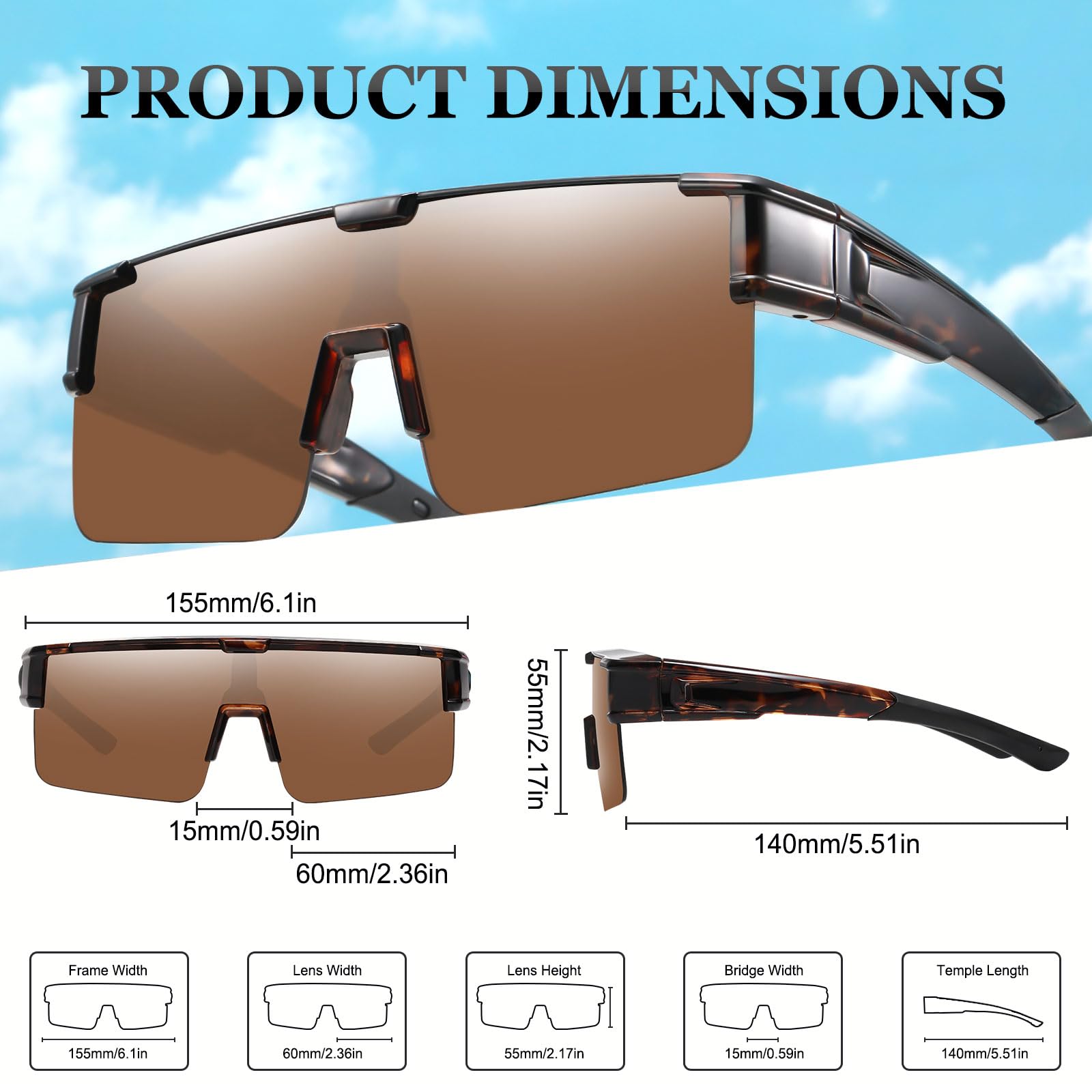 HAOLOTA Cycling Sunglasses Over Glasses for Men Outdoors UV Protection SG0191