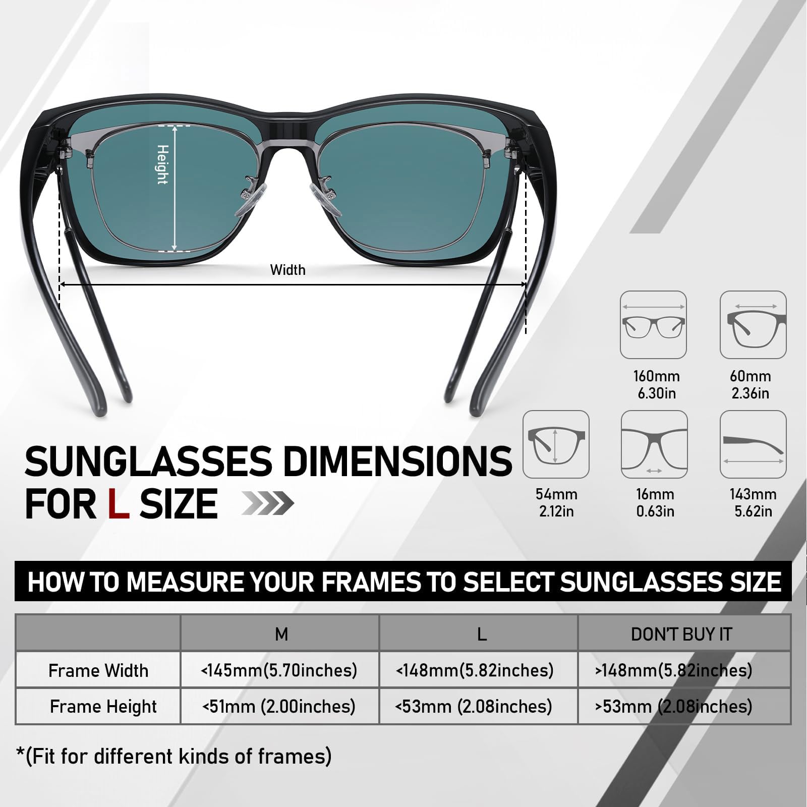 HAOLOTA Fit-Over Sunglasses-Polarized for Men Square Shades Oversized SG0174L
