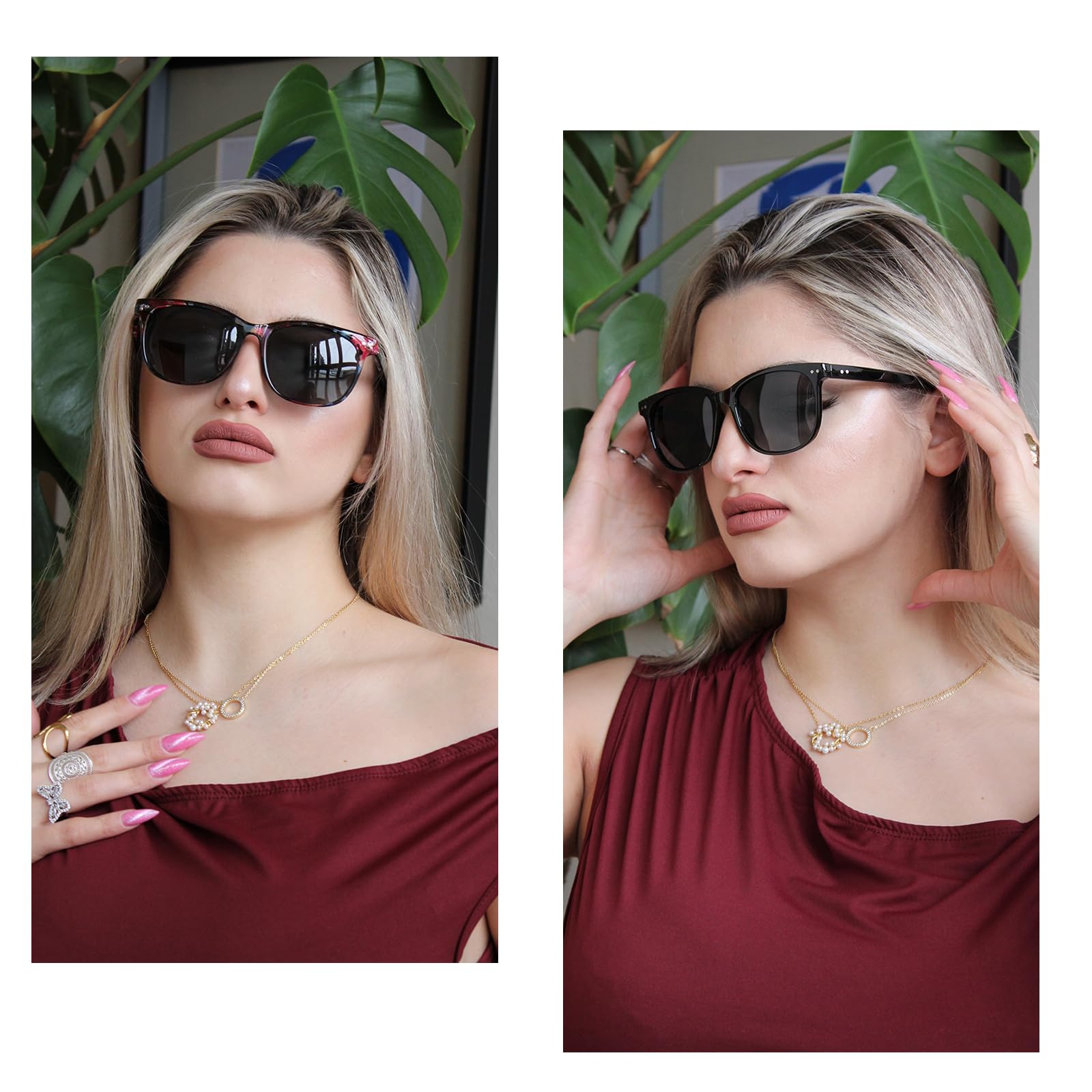 HAOLOTA 2pcs Classic Round Polarized Sunglasses for Women Men Lightweight SG8081-2P