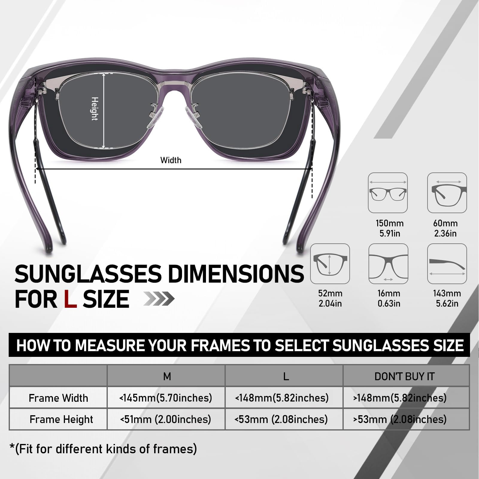 HAOLOTA Fit-Over Sunglasses-Polarized for Men Square Shades Oversized SG0174L