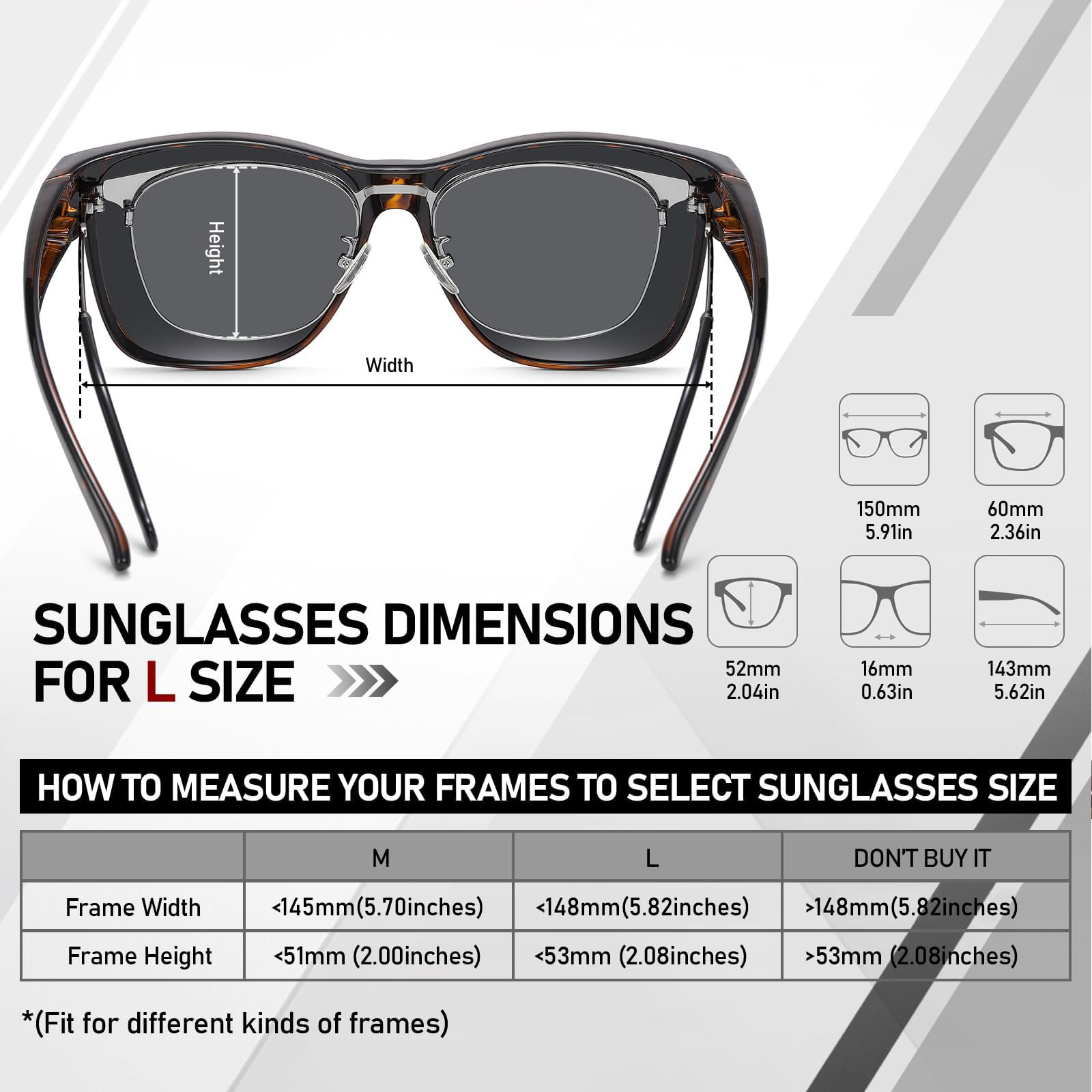 HAOLOTA Fit-Over Sunglasses-Polarized for Men Square Shades Oversized SG0174L