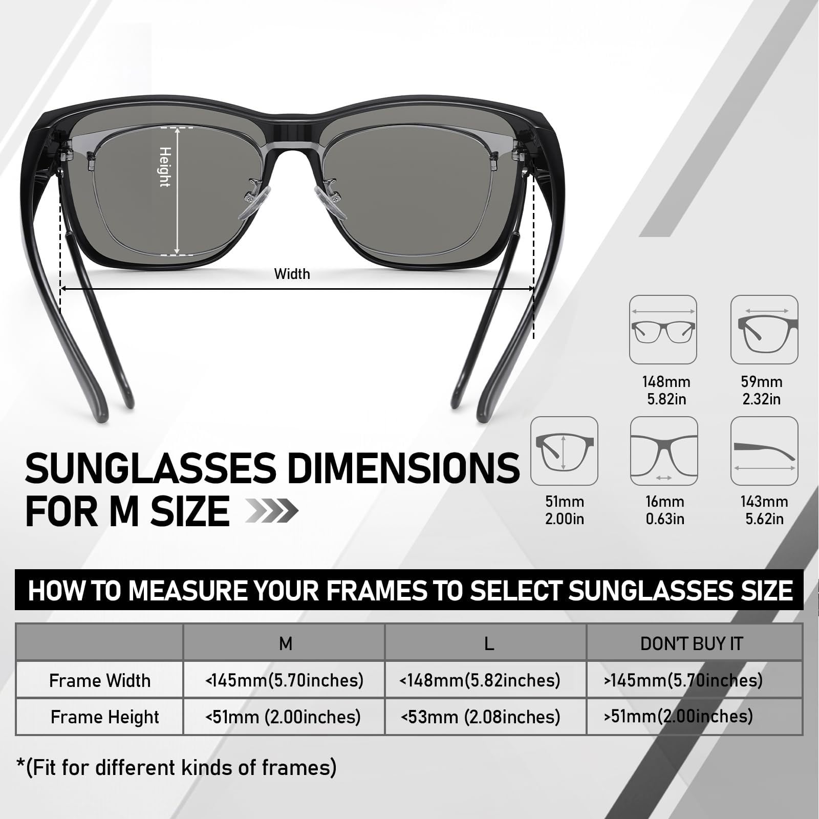 HAOLOTA Fit-Over Sunglasses Polarized for Men Square Shades UV400 Protection SG0174M
