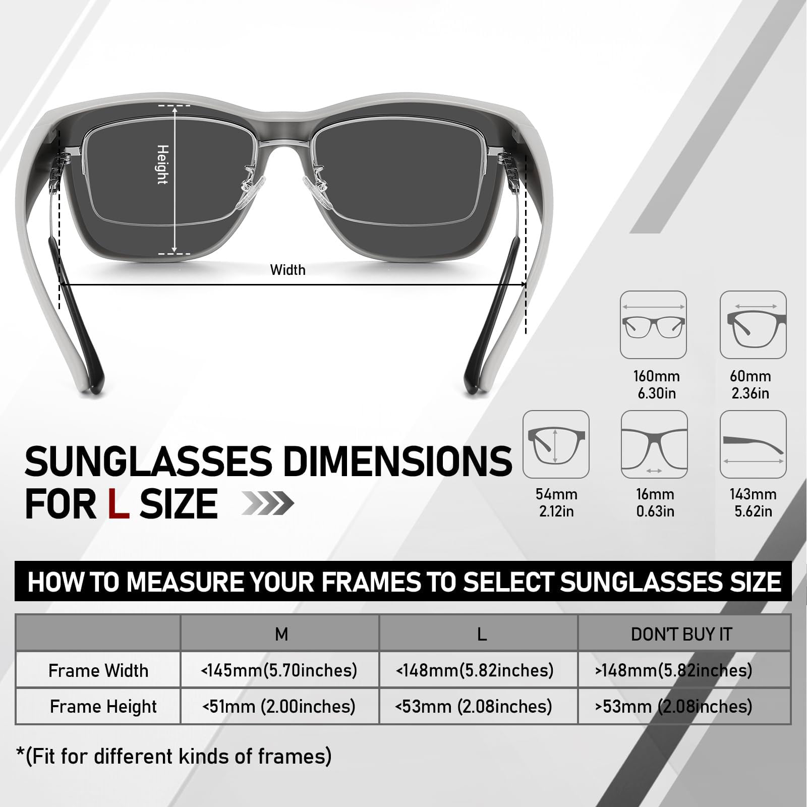 HAOLOTA Fit-Over Sunglasses-Polarized for Men Square Shades Oversized SG0174L