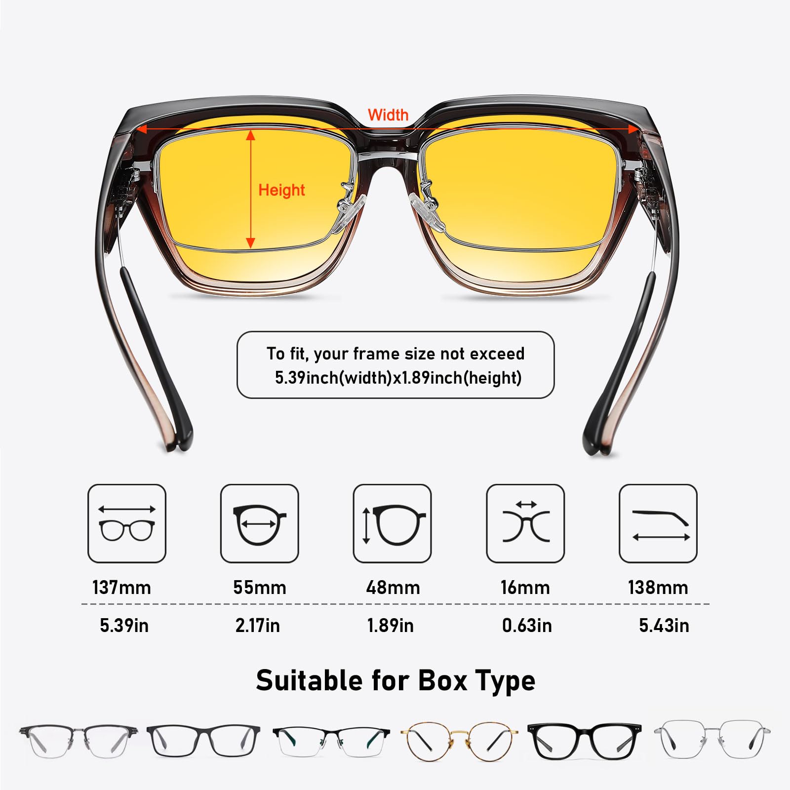 HAOLOTA Polarized Night Vision Driving Glasses for Women Fit over Eyeglasses Anti Glare NV0512