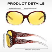 HAOLOTA Women Night Vision Driving Glasses Polarized HD Yellow Tinted Anti Glare NV0008