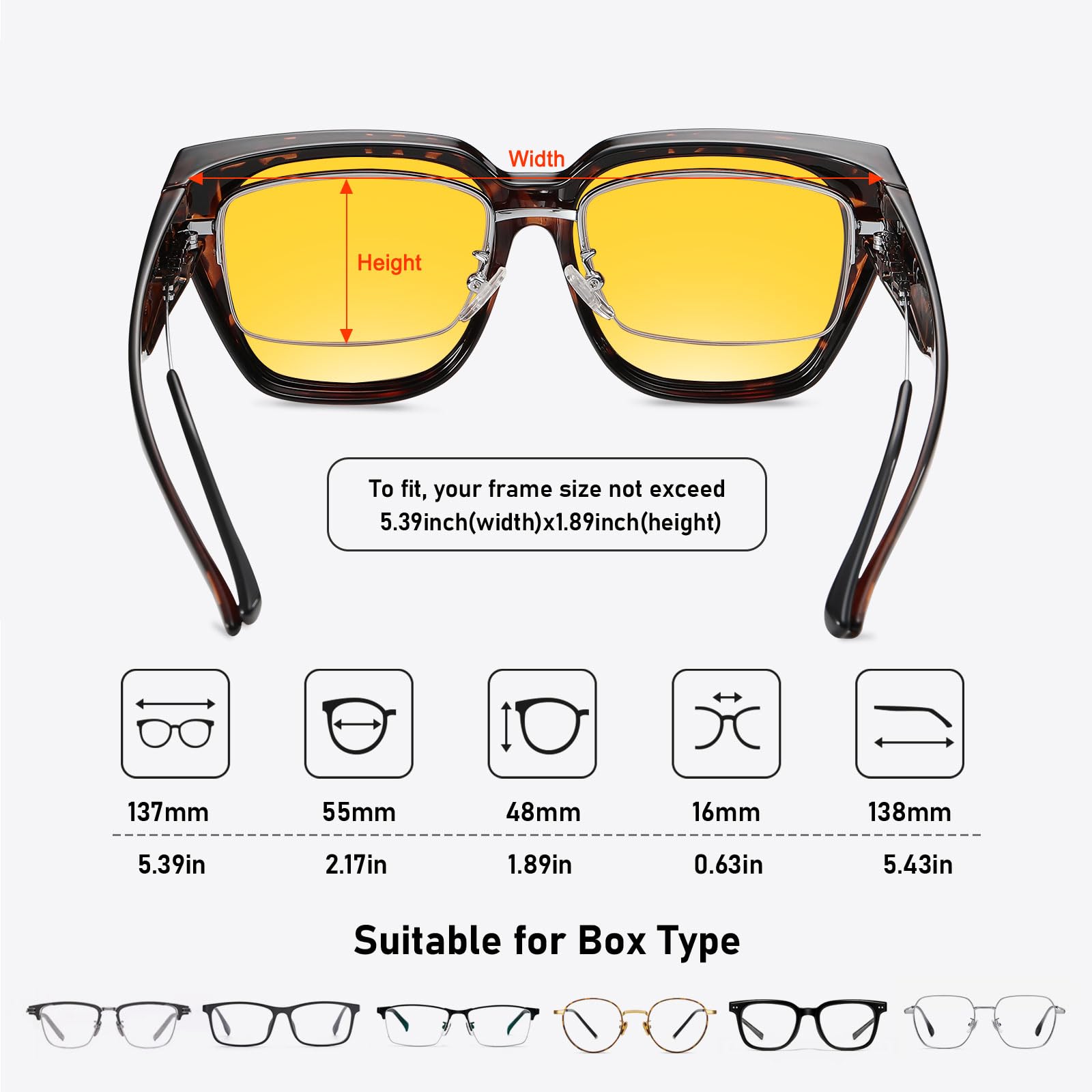 HAOLOTA Polarized Night Vision Driving Glasses for Women Fit over Eyeglasses Anti Glare NV0512