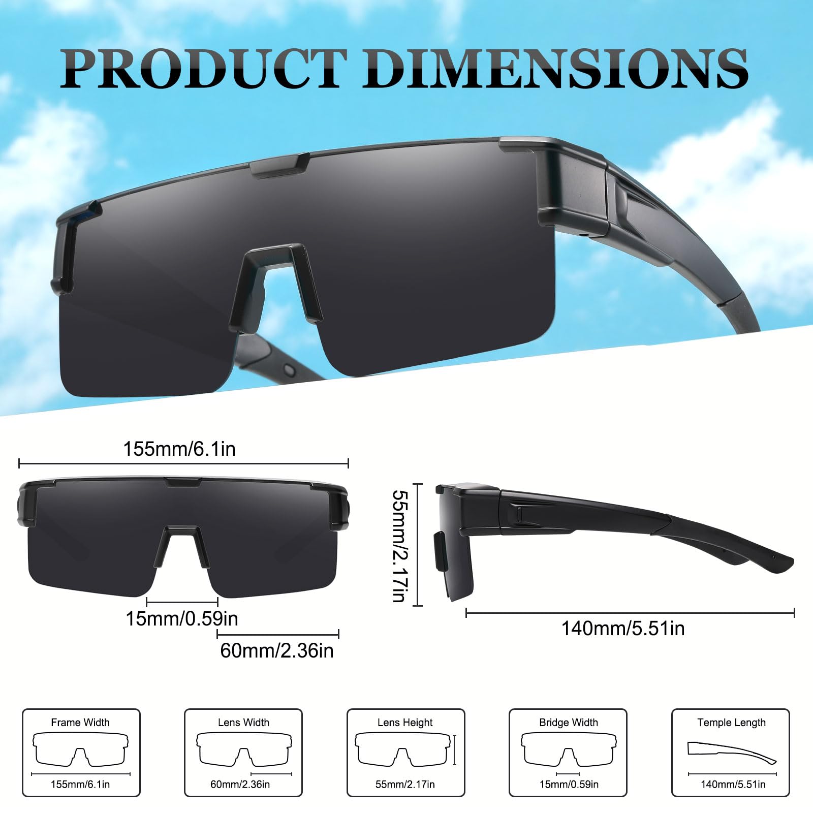 HAOLOTA Cycling Sunglasses Over Glasses for Men Outdoors UV Protection SG0191