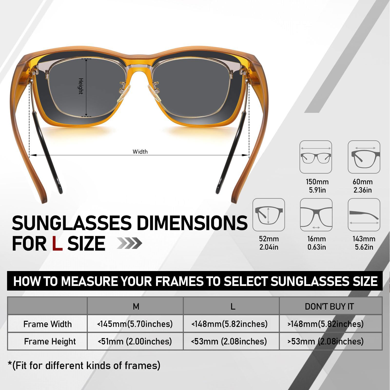 HAOLOTA Fit-Over Sunglasses-Polarized for Men Square Shades Oversized SG0174L