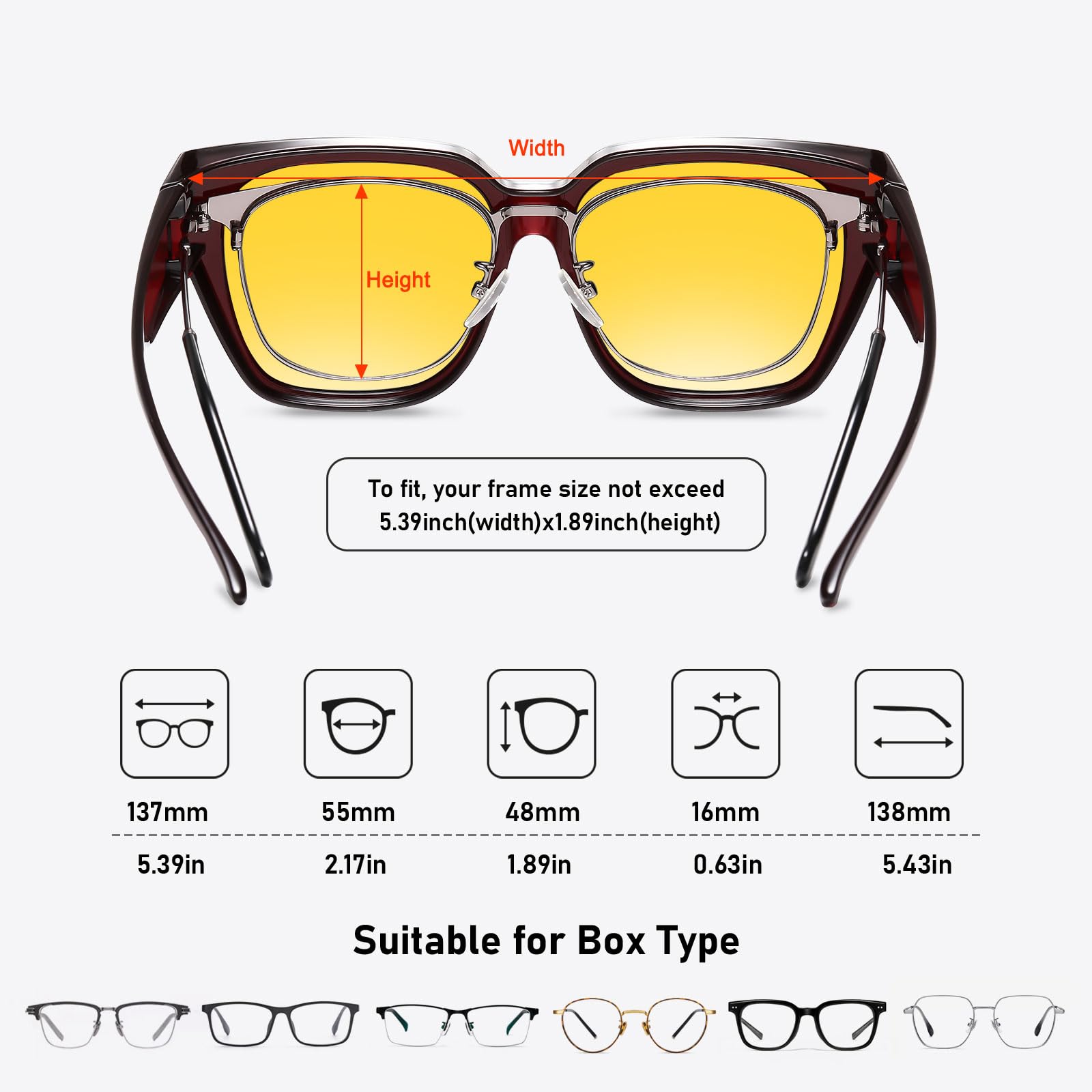 HAOLOTA Polarized Night Vision Driving Glasses for Women Fit over Eyeglasses Anti Glare NV0512