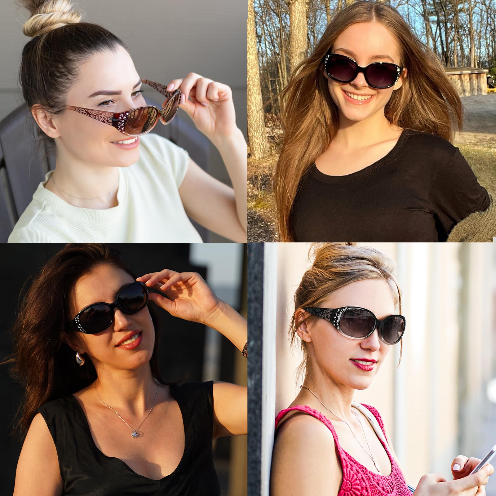 HAOLOTA Polarized Sunglasses for Women Rhinestone Wrap Around SG0008