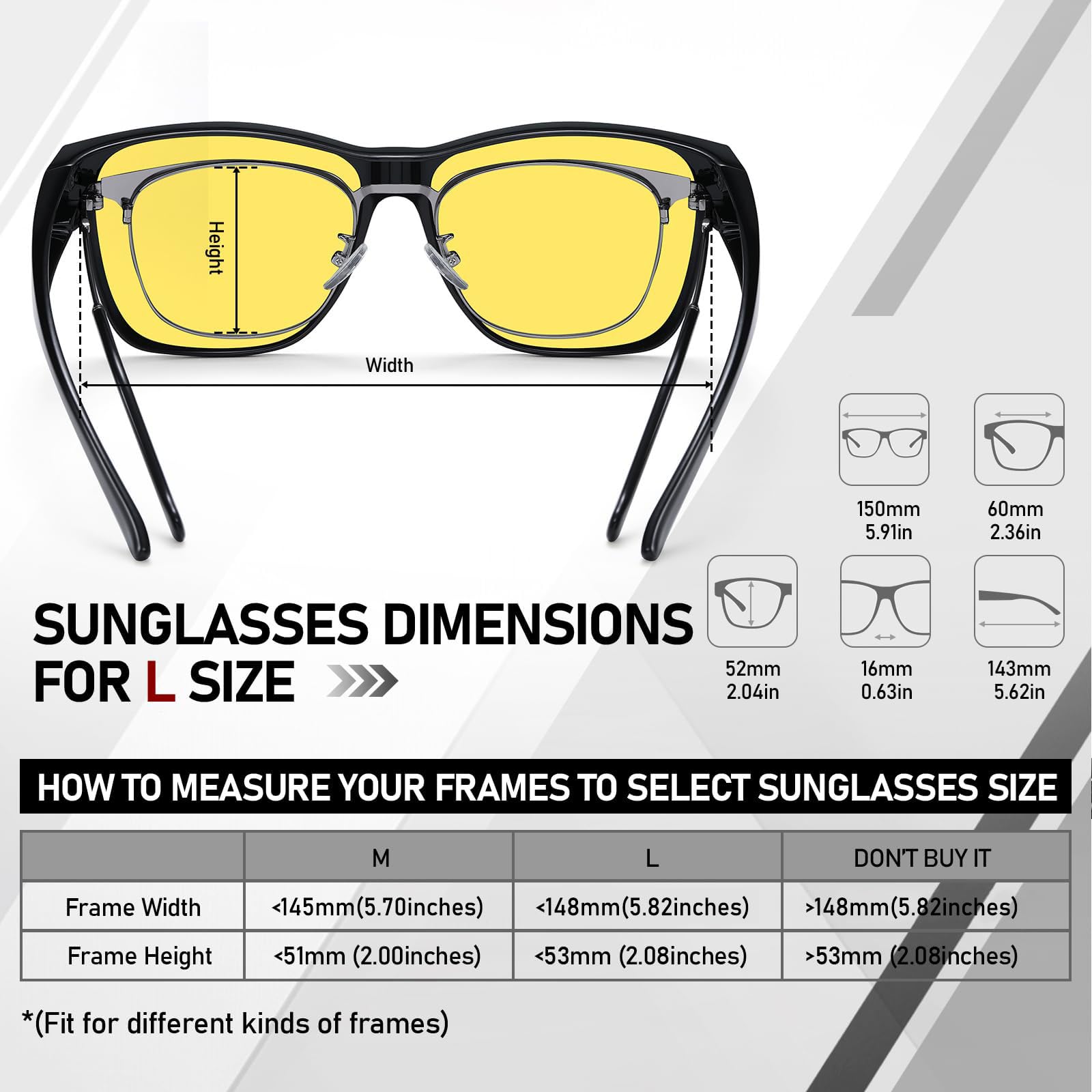 HAOLOTA Night Vision Driving Over Glasses, Nighttime Glasses Men Women Anti Glare NV0174L