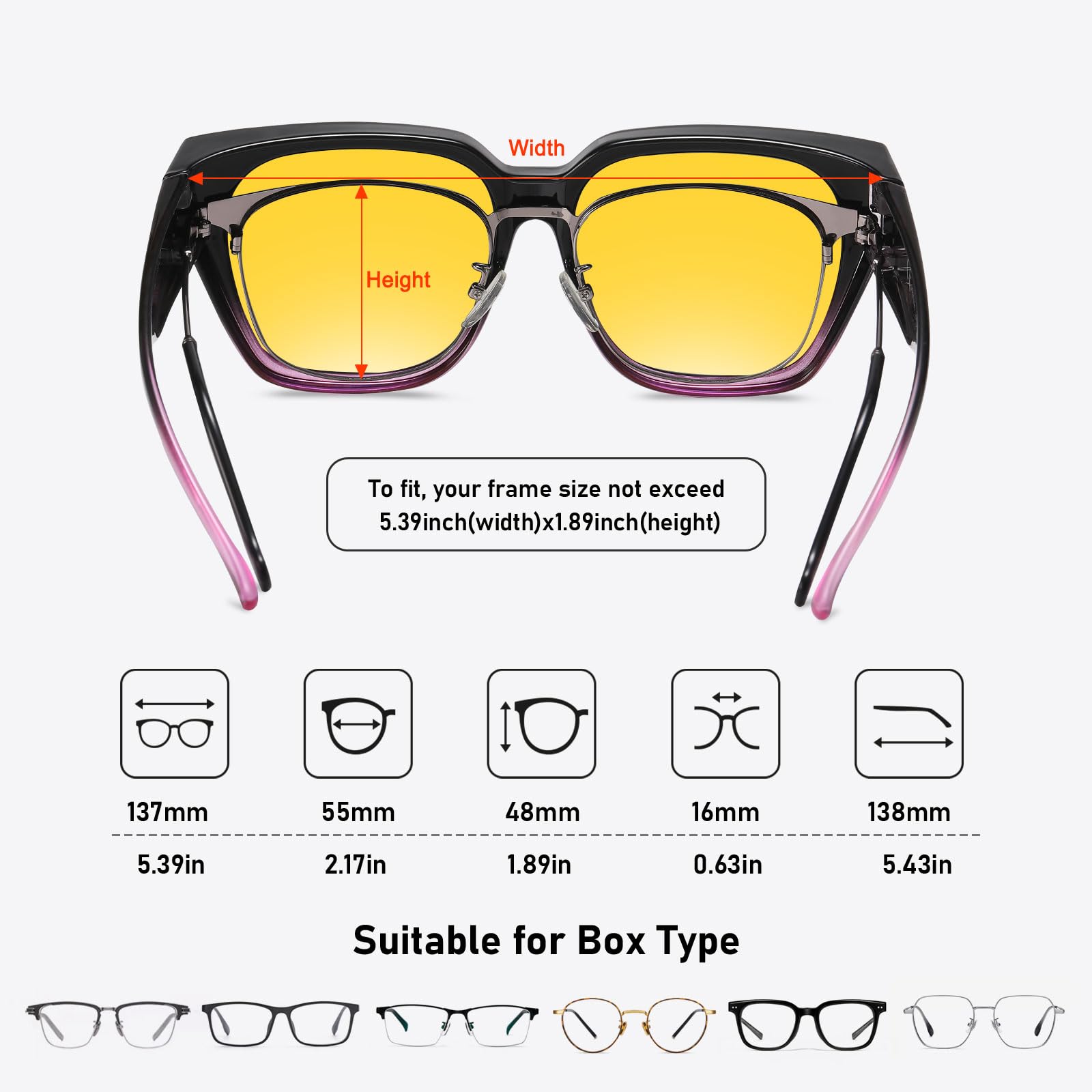 HAOLOTA Polarized Night Vision Driving Glasses for Women Fit over Eyeglasses Anti Glare NV0512