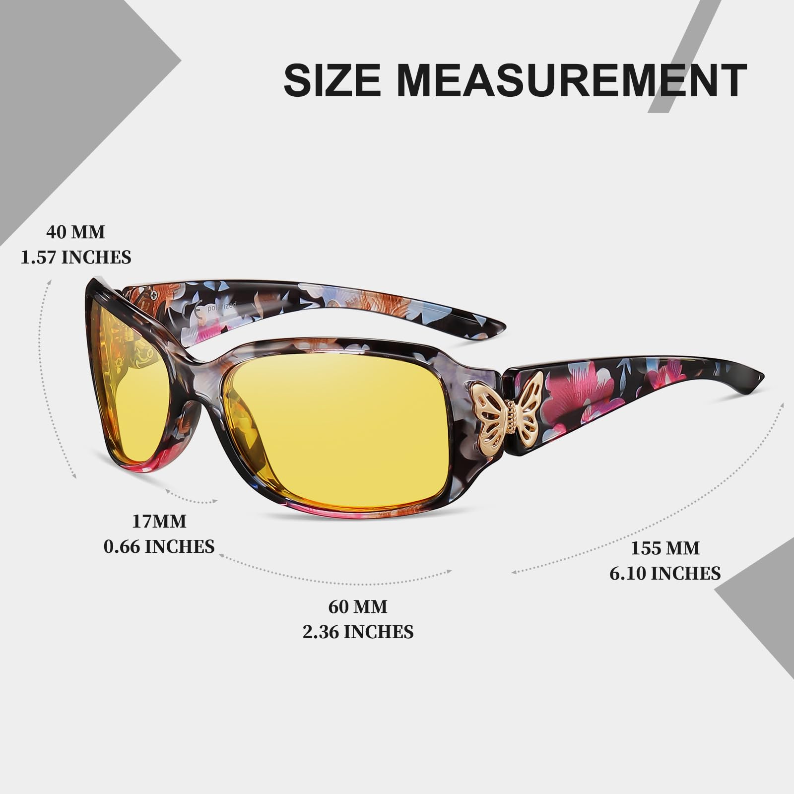 HAOLOTA Women Night Vision Driving Glasses Polarized HD Yellow Tinted Anti Glare NV0012