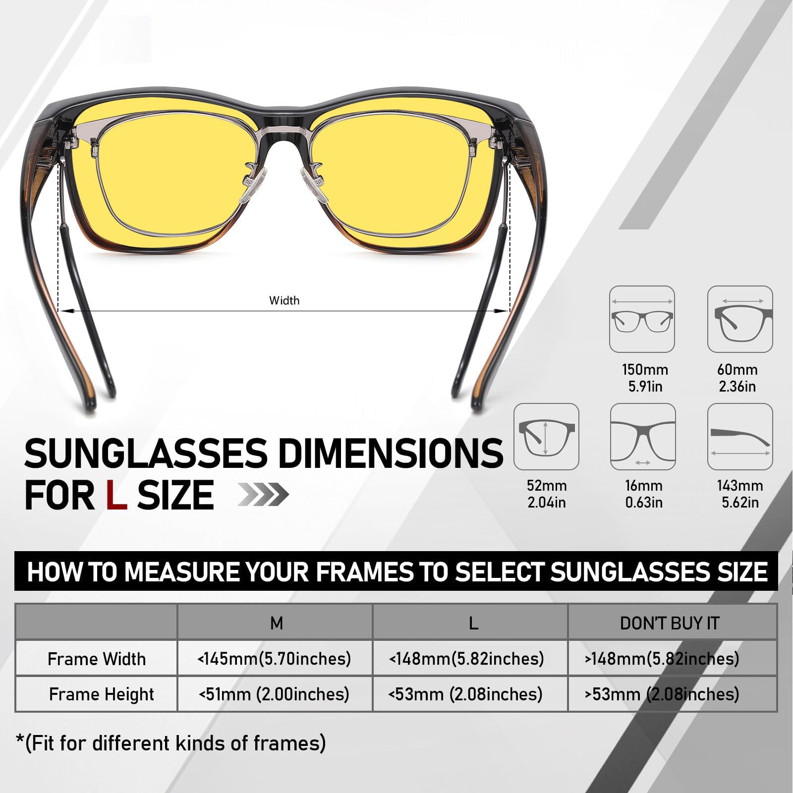 HAOLOTA Night Vision Driving Over Glasses, Nighttime Glasses Men Women Anti Glare NV0174L