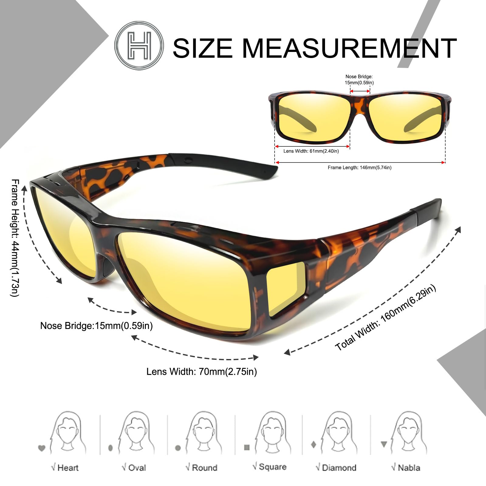 HAOLOTA Night Vision Driving Over Glasses, Nighttime Glasses Men Women Anti Glare NV0154