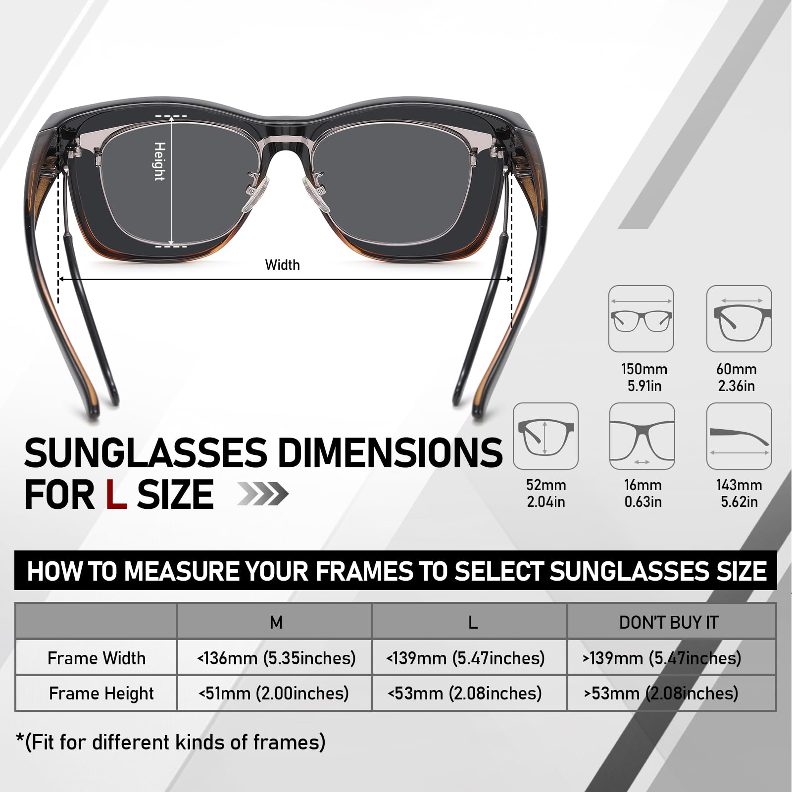 HAOLOTA Fit-Over Sunglasses-Polarized for Men Square Shades Oversized SG0174L
