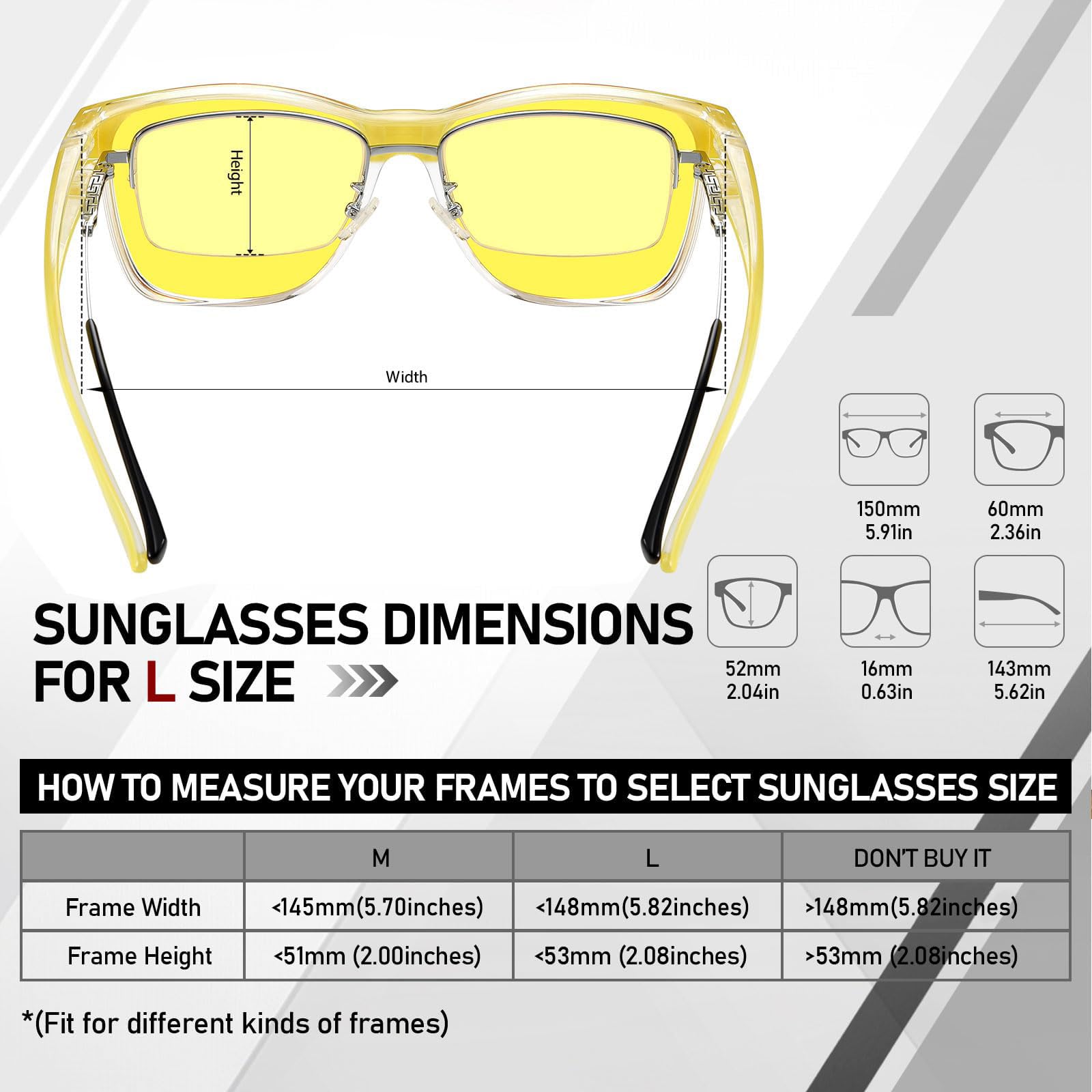 HAOLOTA Night Vision Driving Over Glasses, Nighttime Glasses Men Women Anti Glare NV0174L