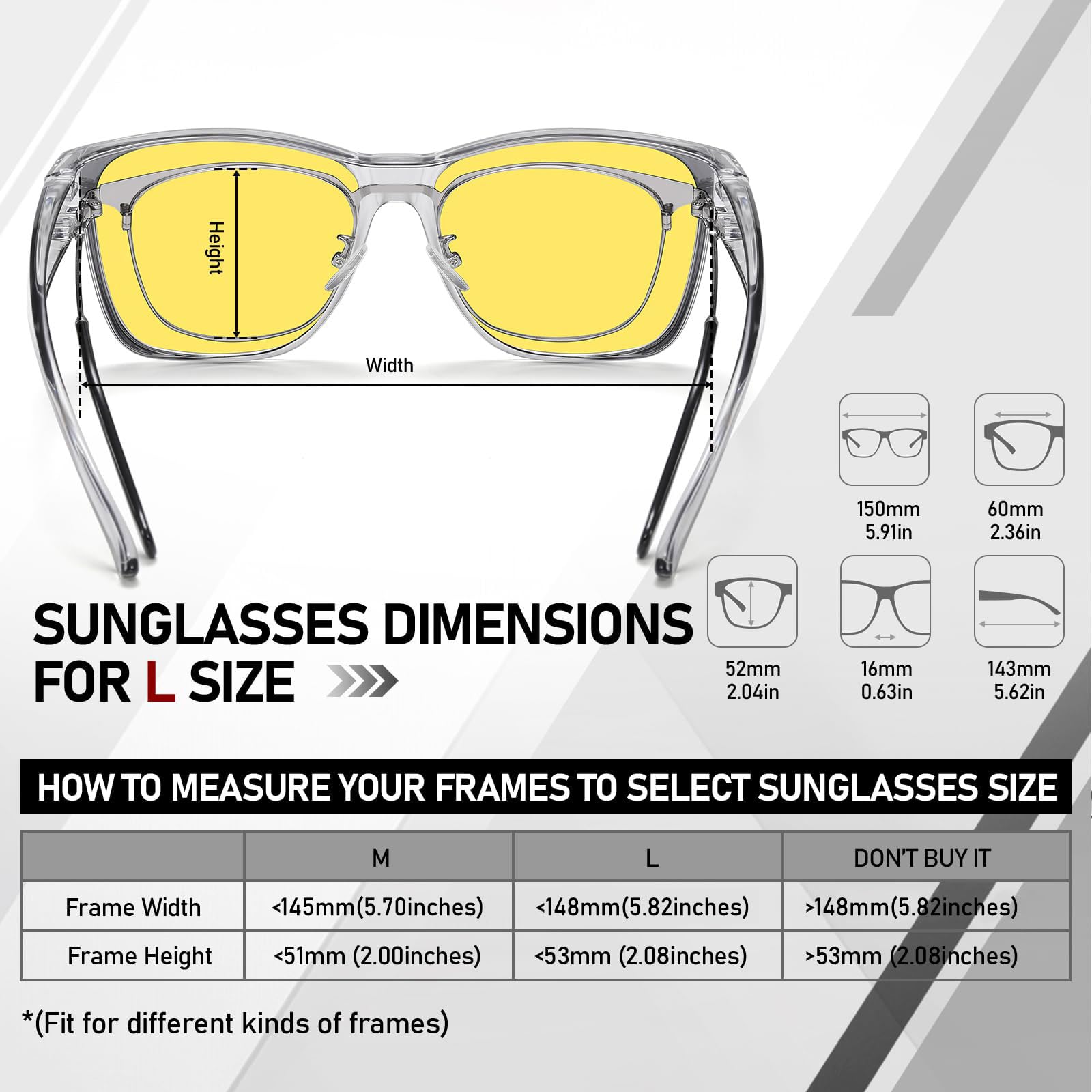 HAOLOTA Night Vision Driving Over Glasses, Nighttime Glasses Men Women Anti Glare NV0174L